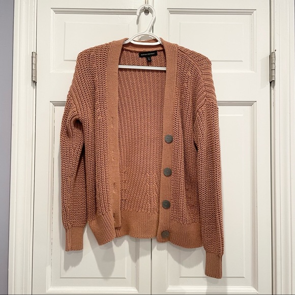 Chunky Knit Cardigan Dusty Pink Xsp 